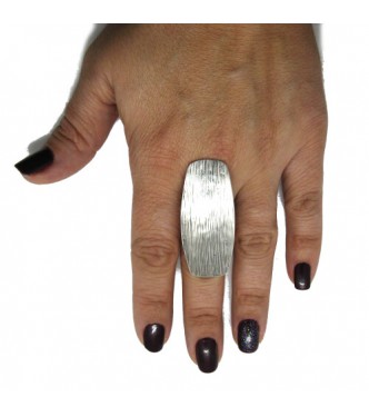 R001869 Very Long Stylish Sterling Silver Ring Solid 925 Adjustable Size Handmade